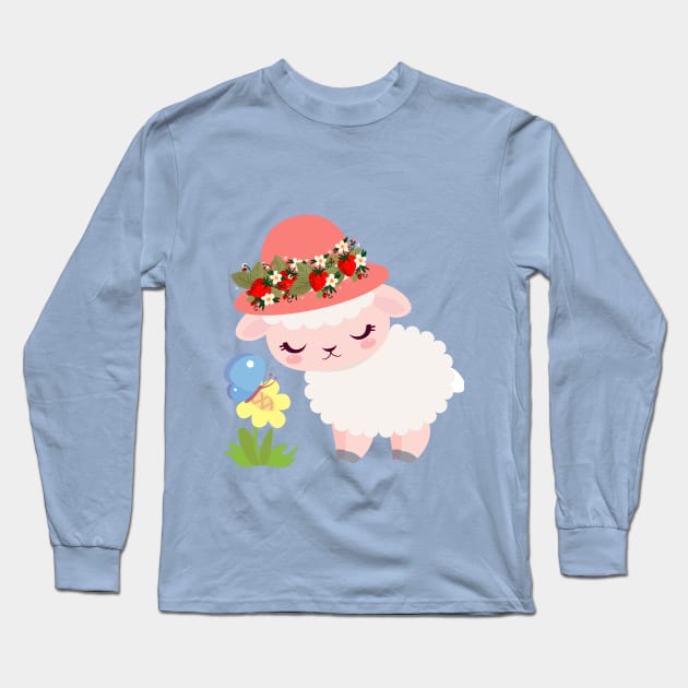 Strawberry shortcake- Cute lamb Long Sleeve T-Shirt by tubakubrashop